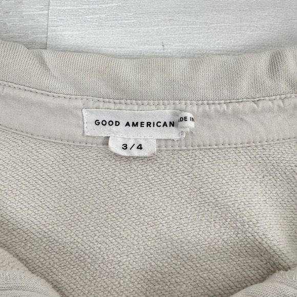 Good American Shacket Shirt Jacket Size 3/4 Large Button Up Cotton Terry Cream - Picture 6 of 13